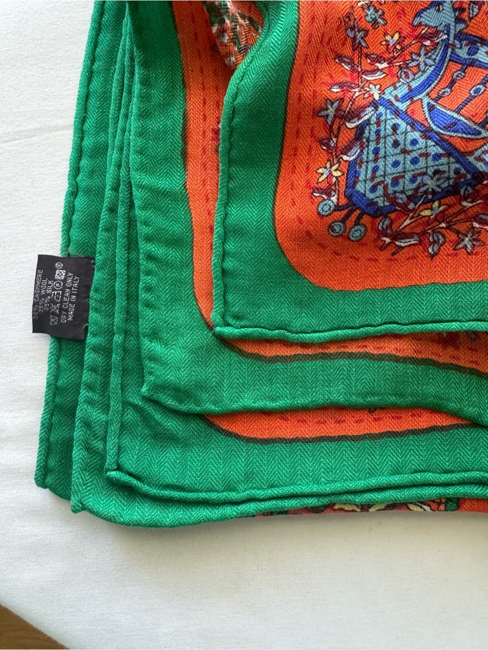 HERMES Multicolor Wool/Silk Blend Wrap Scarf - Picture 8 of 8